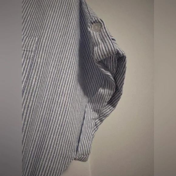 JustFab Linen Shirt Dress size XXL fits XL fits XL Blue White Stripes - Picture 8 of 13